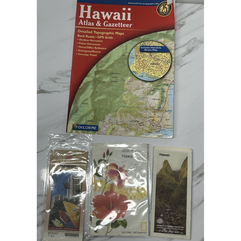 Vintage Hawaii Map Lot DeLorme Atlas Gazetteer AAA Maps National Geographic